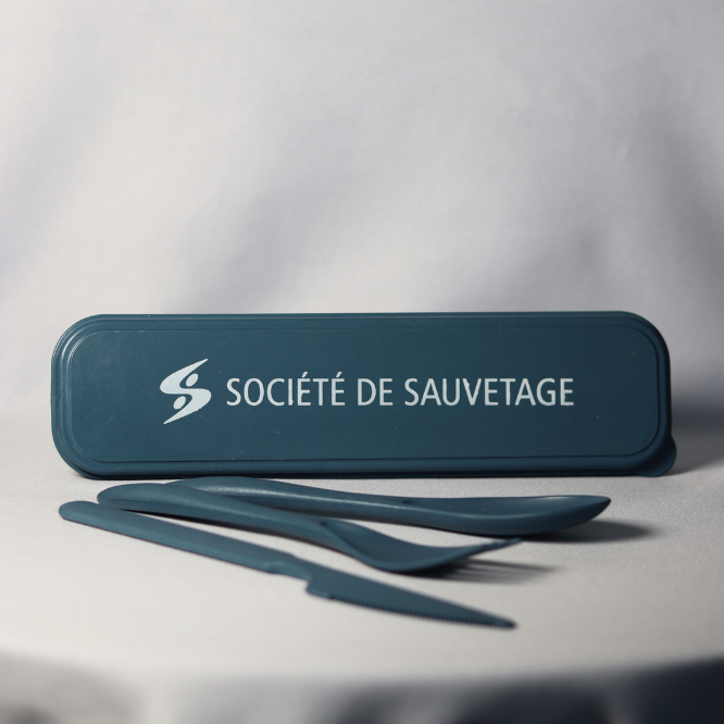 Ensemble d’ustensiles réutilisables Société de sauvetage – Accessoire écologique avec étui