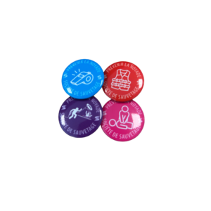 Macarons prévention noyade (ensemble de 4) – Société de sauvetage Québec